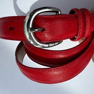 Ralph Laured Red Leather Belt with Silver Buckle